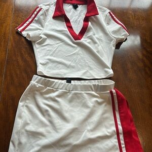 2 piece Cider top and skort, size small great for tailgate or red/white theme